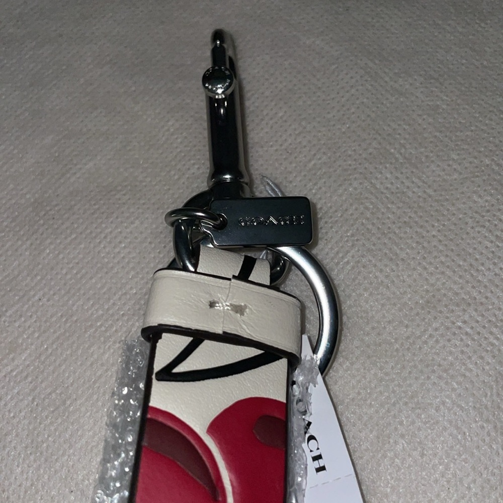 COACH CHERRY CHERRIES PRINT BAG CHARM HANGTAG HANGBAG PURSE VALET KEYRING - Picture 3 of 5